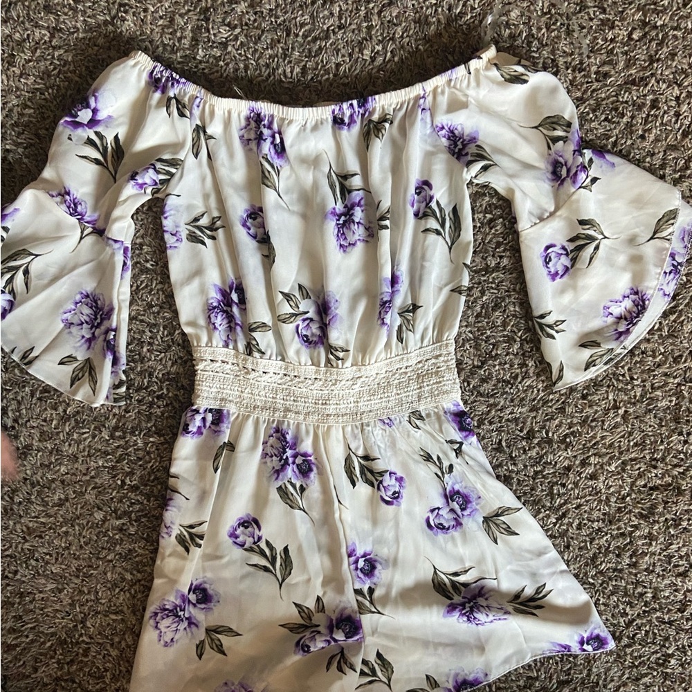 Rue 21 floral Romper off the shoulder dress- Formal - Picture 8 of 8